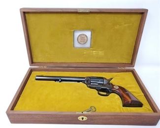 610: 

1871-1971 NRA Centennial Colt SAA .357 MAG Revolver With Display Box
Serial Number: NRA1431 Barrel Length: 7.5"