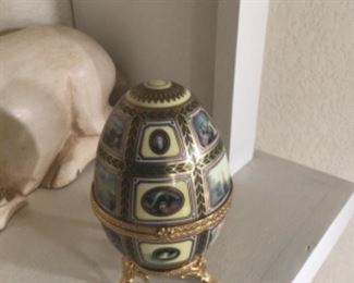 Limoge large egg shaped trinket box. Made and purchased in Italy