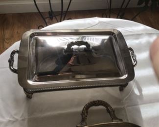 Pyrex bowl with silver cradle 