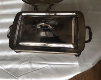 Silver cradle holding vintage pyrex