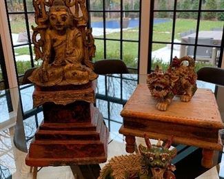 $150-Hand painted resin Buddha Statuary(chip noted in the back) 