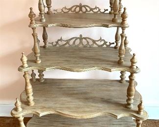 $60. Fabulous 5 Tiered Carved Spindle Bookshelf made out of real wood with an intricate carved back with gorgeous spindle sides. This eclectic bookcase is in great condition. Funky and Perfect for just about anything and anywhere! 36”x8”x56”