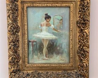 $100 Gorgeous Oil Painting of Ballerina in professionally framed in a Stunning Ornate Gold Frame! 22x3x26