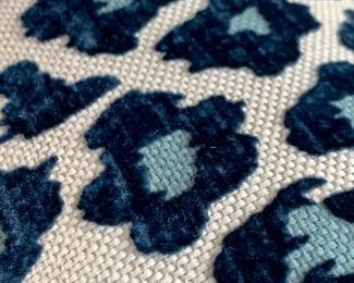 This picture best showcases the the velvet and blue print on these beautiful chairs!