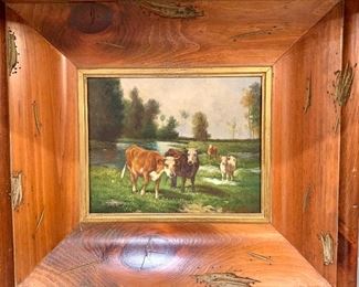 $120- Original oil on canvas with amazing wood frame. 18X16