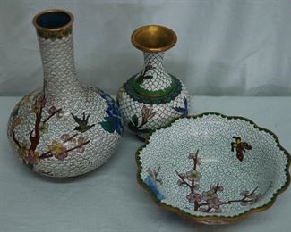 Cloisonné Vases and Bowl
