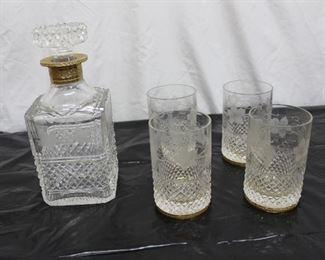 5 Piece Crystal Decanter and Glass Set
