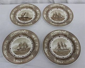 4 Piece Set  of The American Clipper Ship Plates
