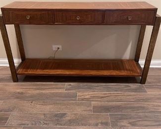 LOT 6624 Wood and metal credenza table 5' width x 1'2" length x 2'9" height $500 
