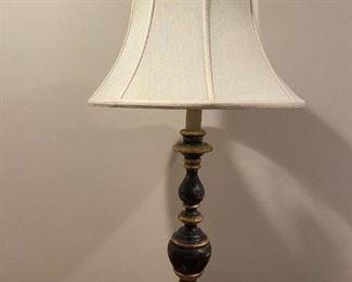 LOT 6629 Black and gold lamp with cream shade $75 
