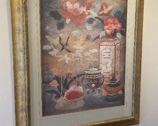 LOT 6690 Print of pottery and flowers 4' width x 3'-1/2 feet height $150 
