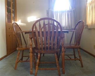 Newer Oak Small Drop Leaf Dining Table with Four Chairs