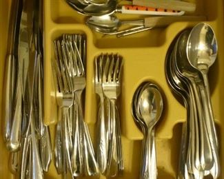 Stainless flatware set and misc.