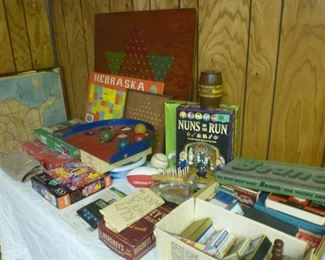 Vintage games, puzzles and dozens of card decks.