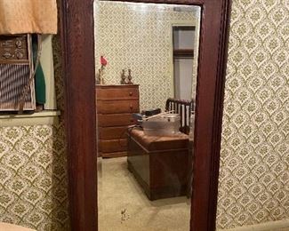 Large wood framed mirror