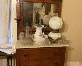 Eastlake marble top dresser with mirror