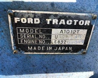 #0)  $3000 - Ford 1600  Diesel Farm Tractor.  Model A1012T Serial #U111288.  2WD, 23 HP, 540 Rear PTO 3Pt Hitch, Sold with a 60 inch blade with Hydrolic Lift.  Sold with a plow attachment.  Six forward gears, 2 reverse gears, Rear auxiliary hydraulic.  Runs well.