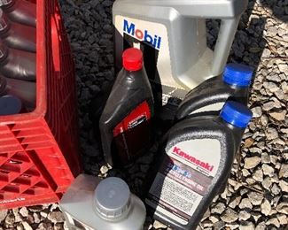 #15) $75 - 17 assorted containers of Mobil 1 Synthetic Motor Oil, 5W-30, 5W-20, and 4-cycle engine oil