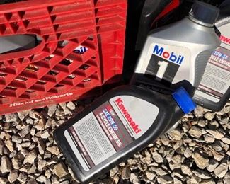 #15) $75 - 17 assorted containers of Mobil 1 Synthetic Motor Oil, 5W-30, 5W-20, and 4-cycle engine oil