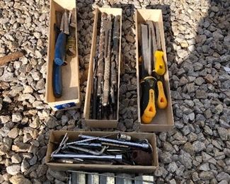 #18) $20 - Lot of various wood files, drill bits, chissels and other assorted tools