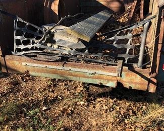 #40) $200 - Rustic pick-up-bed trailer, late 1950s or early 1960s, with trailer hitch and tongue