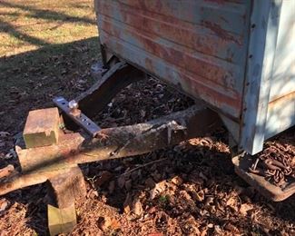 #40) $200 - Rustic pick-up-bed trailer, late 1950s or early 1960s, with trailer hitch and tongue