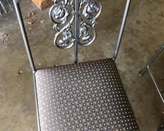 #60) $325 - Iron Table with Glass Top and 5 Iron/Fabric Chairs.  48 inch table.  