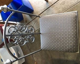 #60) $325 - Iron Table with Glass Top and 5 Iron/Fabric Chairs.  48 inch table.  