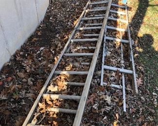 #66) $20 - 32 foot extension ladder plus extra ladder rungs.