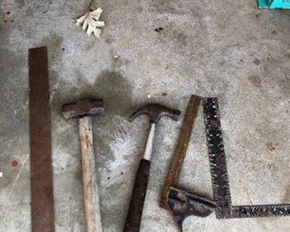 #71) $15 - 5 tools.  Square, square, square with level, hammer and ballpine hammer.