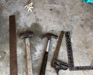 #71) $15 - 5 tools. Square, square, square with level, hammer and ballpine hammer.