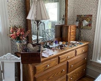Solid Oak Dresser with Mirror