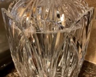 Cut crystal large bowl with lid, small crack on lid