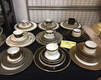 Gold/black china 9 place setting