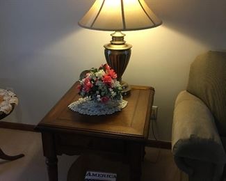 . . . a matching end table and brass lamp