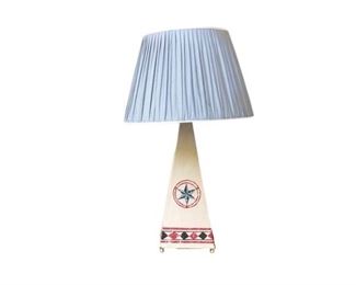 Nautical Table Lamp with Blue Check Shade
