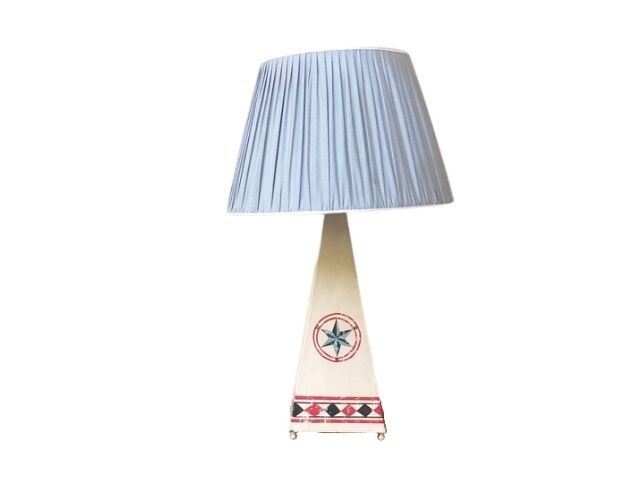 Nautical Table Lamp with Blue Check Shade