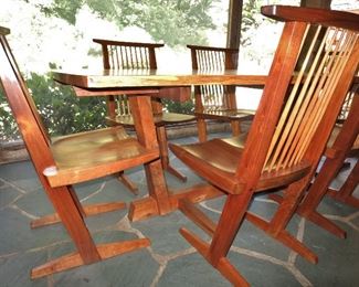 Nakashima Conid Dining Table w/ Six Chairs, purchased in 1966