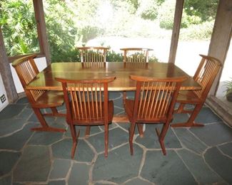 Nakashima Conid Dining Table w/ Six Chairs, purchased in 1966