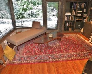 Mid-Century Teak Daybed with the Nakashima Slab Coffee Table on a Very Fine, Tight-Weave Persian Rug