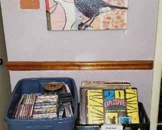 LP albums, 45 records, CDs, DVDs