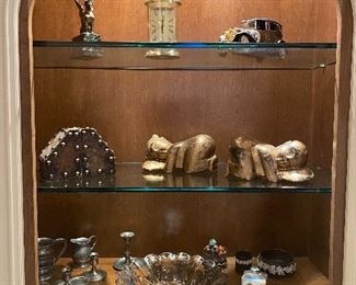 Grouping of accessories including pewter 350 all call 248 672 6663
Book ends sold
