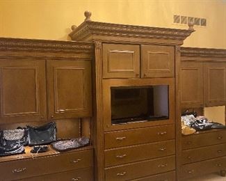 Custom designed bedroom wall unit entertainment center with lots of storage original cost 5865 asking price 1500 or offer call
