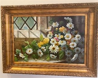 Large Floral painting signed rust 450 offer