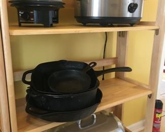 Some of the kitchen items: small appliances, cast iron, Wagner ware Magnalite