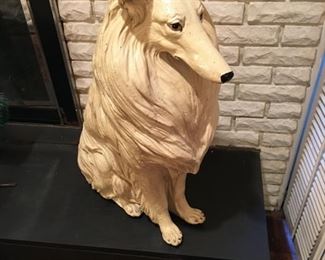 Vintage life size collie statue- fiberglass