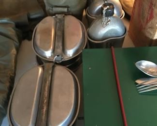 Military canteens, camp stove and other gear