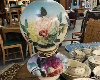 Gorgeous 2 globe painted lamp.