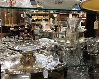 So many beautiful crystal , porcelain, silver pieces at this sale