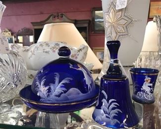 Great Cobalt Glass Painted.